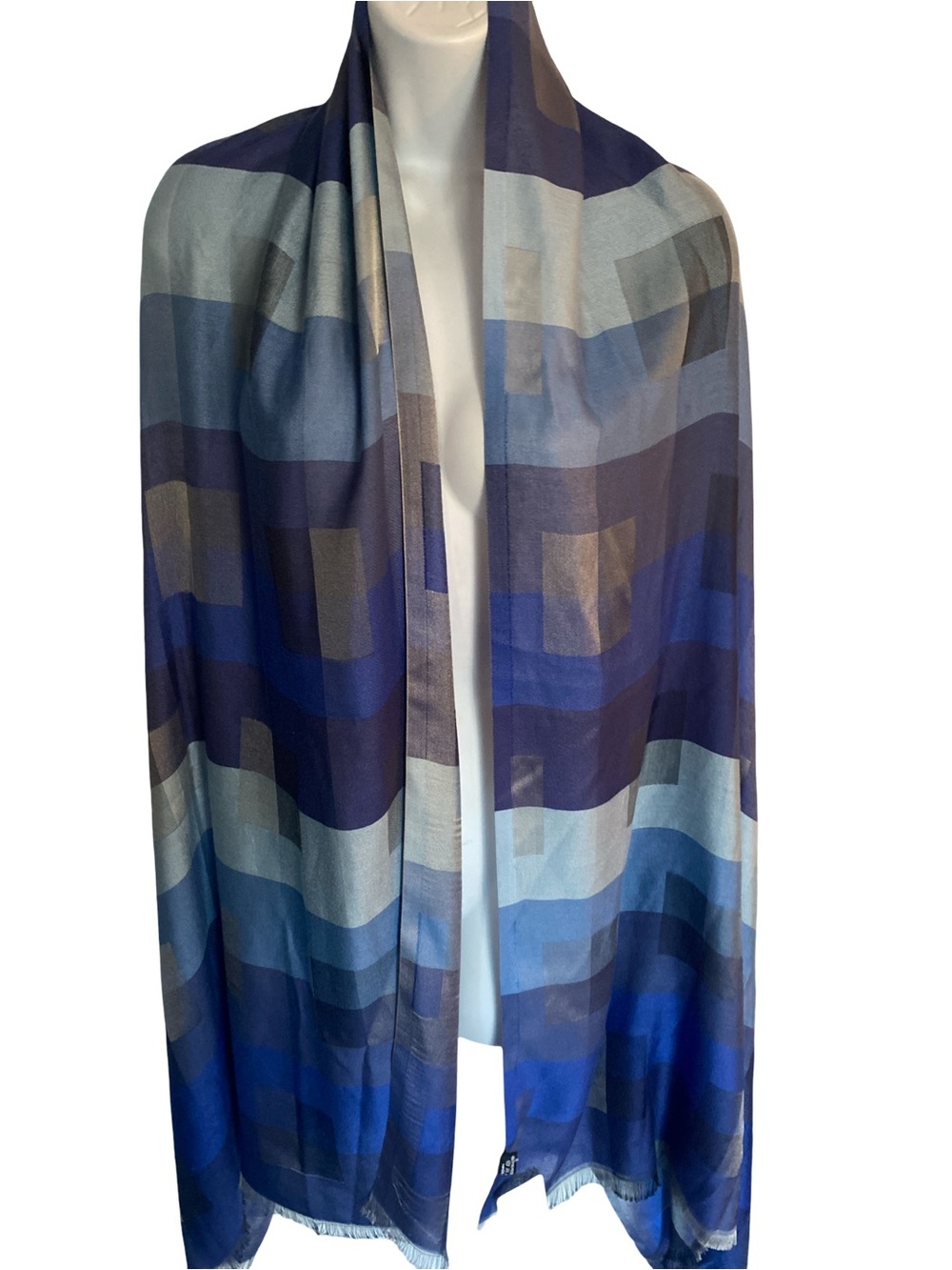 Blue Gradient Striped NWT Blend Scarf Wrap
